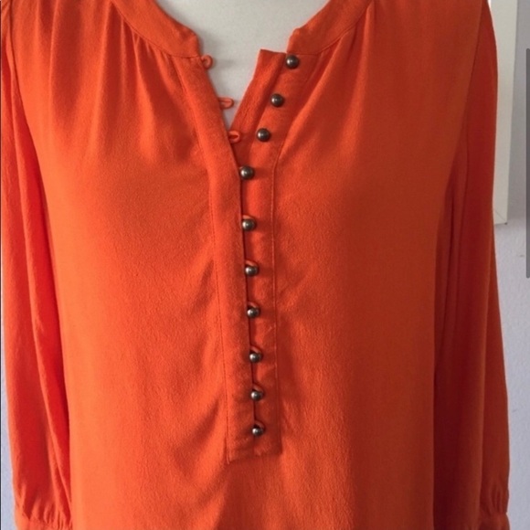 Banana Republic Long Sleeves Buttoned Orange Blouse Size S - Picture 4 of 5